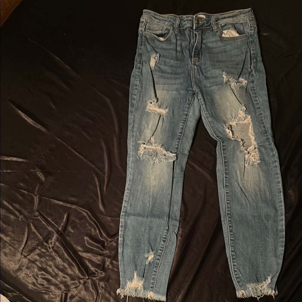 Distressed Blue Jeans